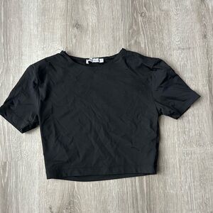 zara black cropped tee size small